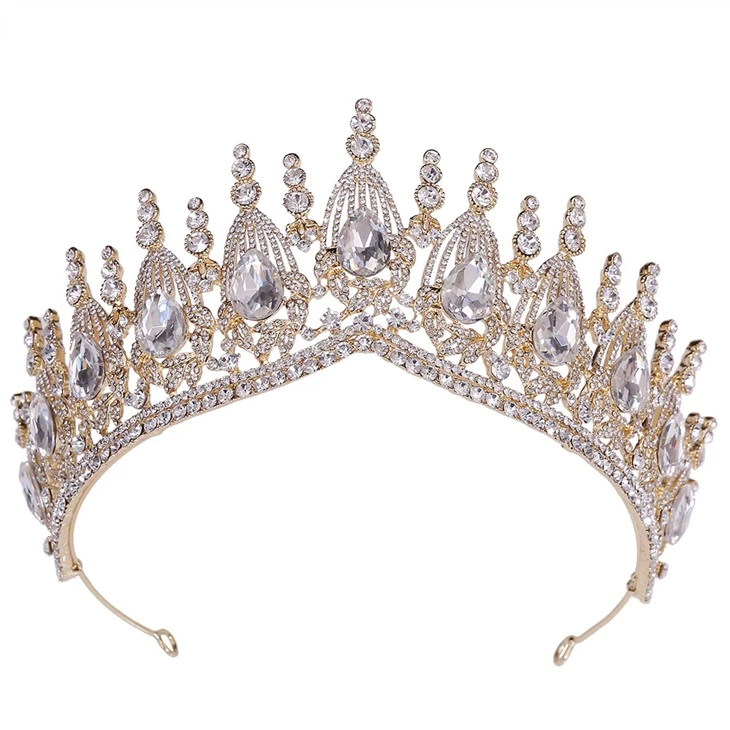 Fashion Luxury Bride Cheve Bote Pageant Crown Rhinestone Bridal Maryaj Tiara ak kouwòn